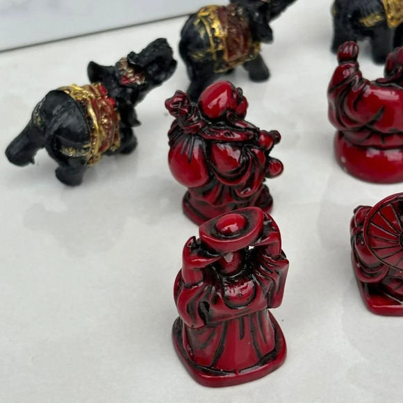 Chinese Asian Figurine Statue Set of 10 Resin Buddha Black Red Size 2"x2" - Picture 11 of 11